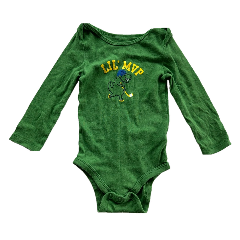 6/20$ Baby toddler long sleeve bodysuit/onesie lil mvp hockey size 12-18 months